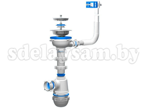 Сифон Ани Грот 1 1/2"*40 с переливом мойки А0140S