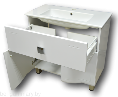 Тумба под ум.с ум. с выд. ящ. Гамма-Люкс у-76 Сигно 76 (фасад белый с фрез.)