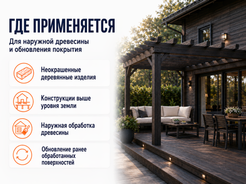 Состав PROFITEX декоративно-защитный для древесины «Черный венге», 3 л (2,2 кг) фото 4
