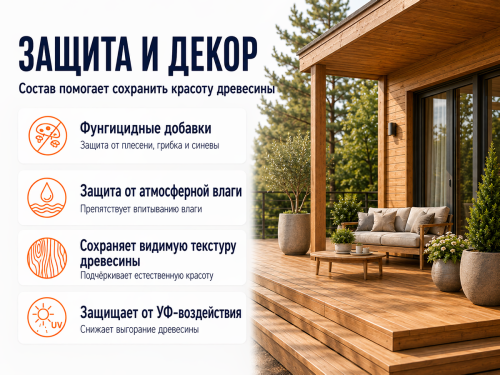 Состав PROFITEX декоративно-защитный для древесины «Светлый орех», 1 л (0,7 кг) фото 3