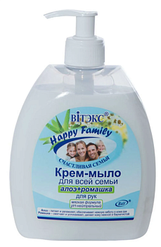 HAPPY Family КРЕМ-МЫЛО Д/РУК АЛОЭ+РОМАШКА 500мл