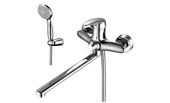 Смеситель "Поинт" универсальный с плоским изливом, 300мм, с керам.пластинами, хром  LM0351C