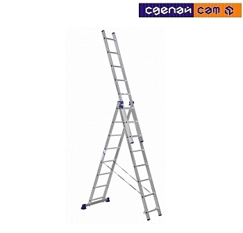 Лестница алюминиевая трехсекционная универсальная 5308   