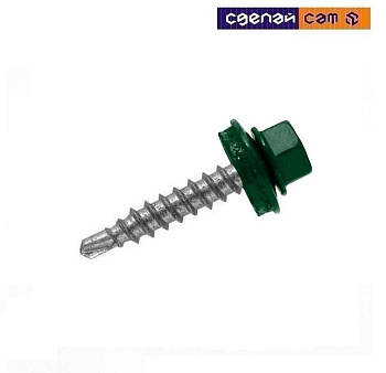 Саморез кровельный 4.8х38 (тёмно-зелёный) в упаковке 50шт.