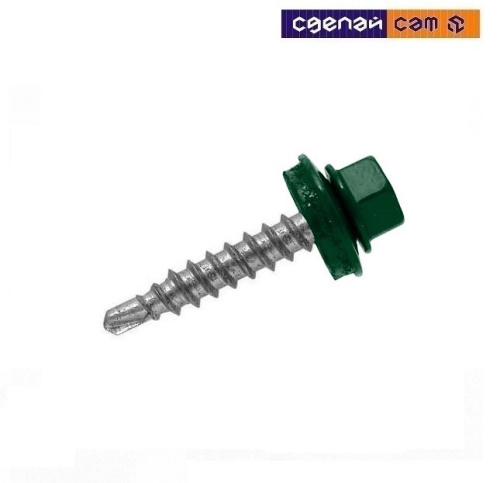 Саморез кровельный 4.8х38 (тёмно-зелёный) в упаковке 50шт.