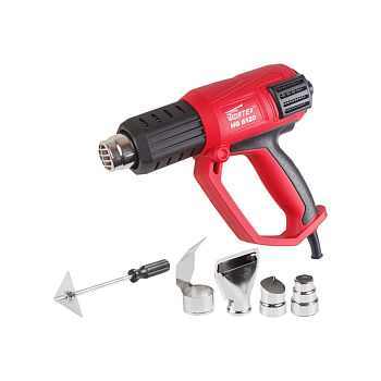 Термовоздуходувка WORTEX HG 6120-1 в чем. + набор сопл 2000 Вт, 2 режима, 60-600 °С, LCD, арт.0334324