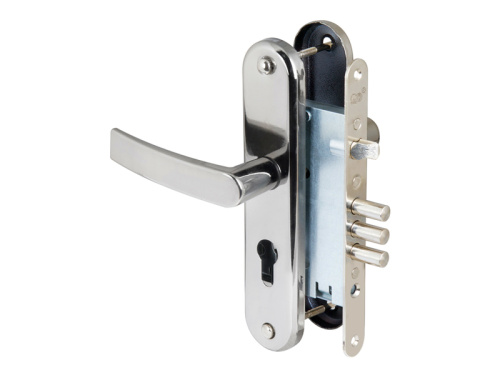 Корпус врезного замка с защёлкой в комплекте с ручкой ЗВ4-31/55 РФ55-022 (черн жемчуг) /78927/ (35163) (САМ)