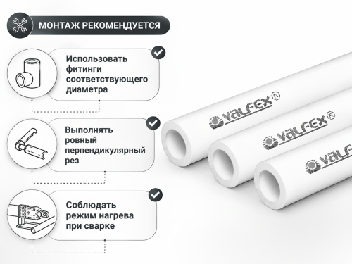 Труба полипропиленовая VALFEX SDR 6 PN20, 40×6,7 мм, 4 м, серая