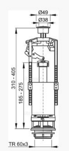 Сливной механизм со стоп-кнопкой AlcaPlast  A2000 CHROM