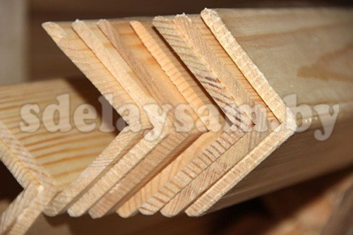 Уголок из хвойной древесины, 20×20 мм, сорт 1