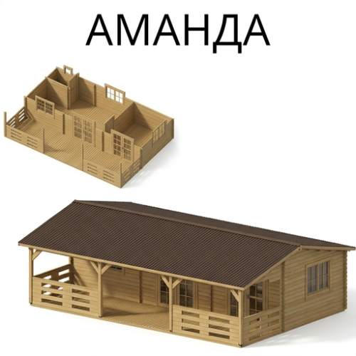 Садовый домик Аманда 6х9 толщина 44 мм (готовая комплектация)