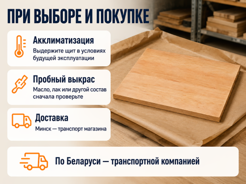 Мебельный щит из ольхи 850×560×20 мм, сорт 1/2 фото 4