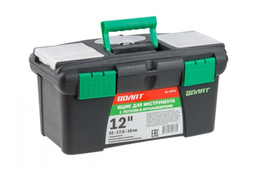 Ящик для инструмента пластмасс. 32х17,5х16 см (12") с лотком и органайз.20235 ВОЛАТ, арт.20235