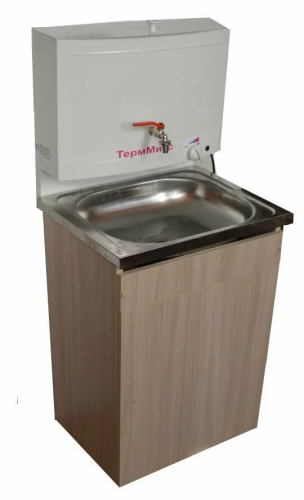 СВ-483628 Умывальник с ЭВН деревянная тумба нерж. белый