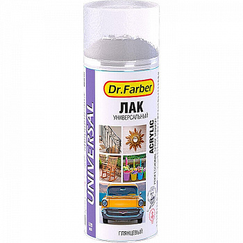 Лак-аэрозоль Dr.Farber акриловый универсальный бесцветный глянцевый 520 мл
