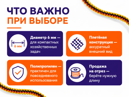 Канатбай шнур полипропиленовый плетёный, Ø6 мм фото 4