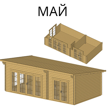 Садовый домик Май 7,5х4 толщина 44 мм (готовая комплектация)