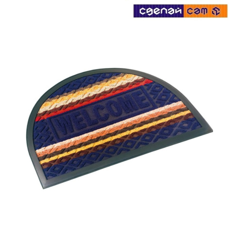 Коврик придверный полукруг (синий) Welcome 40х60 см  "Comfort"
