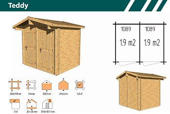 Туалет-душевая Тэдди 2,6x1,9 толщина 34 мм (готовая комплекция)