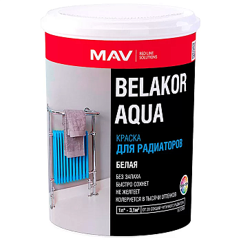 Краска BELAKOR AQUA Для радиаторов белая п/мат  1л (1,1кг)