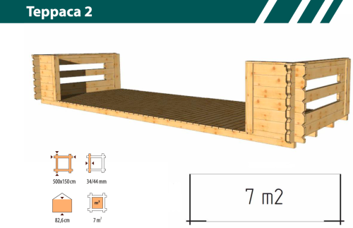 Терраса 5,0×1,5 м, стены 34 мм