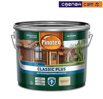 Пропитка-антисептик PINOTEX Classic Plus 3 в 1, Ель натуральная, 9л 