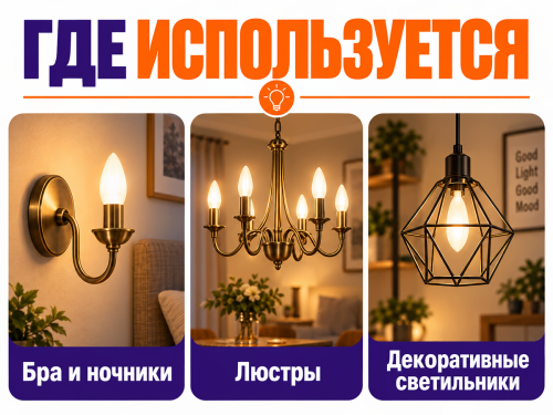 Белсвет лампа светодиодная LED M C37, 7 Вт, 3000 K, E14 фото 3