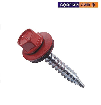 Саморез кровельный 4,8х29 RAL 3005 (красное вино), в пласт. контейнере (упак/50шт) 