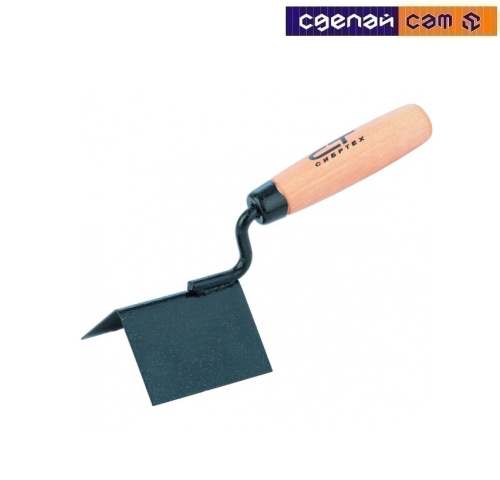 Кельма угловая 80 х 60 х 60 мм стальная для внешних углов, буковая ручка Сибртех 86311