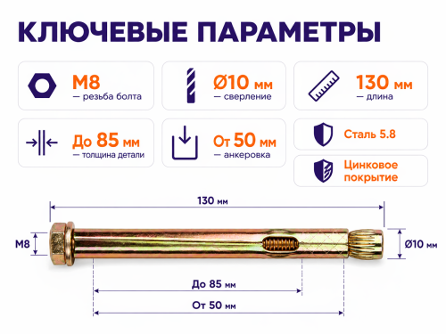 STARFIX анкер с болтом M8×10×130 мм фото 2