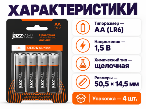 Jazzway батарейка Ultra AA (LR6), 1,5 В фото 2