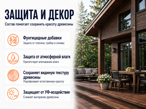Состав PROFITEX декоративно-защитный для древесины «Мореный дуб», 3 л (2,2 кг) фото 3