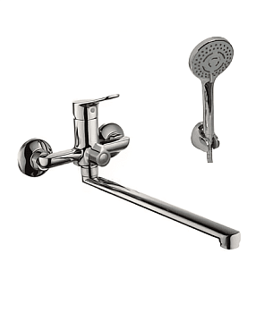 Смеситель д/ванны Starling латунный с пов. изл., встр. в корпус перекл., картр. D35 и душ к-т  1431