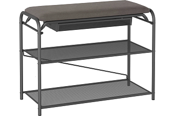 Подставка для обуви "Гранада 23В_НБК" с сиденьем и ящиком, ткань нубук (Графит)