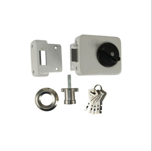 Замок накладной BASARA 3H-40 MWP (белый, с автоматическим запиранием)