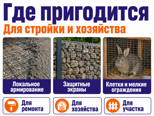 LIHTAR сетка сварная оцинкованная LITAR MINI, ячейка 6×6 мм, проволока 0,6 мм, 1×5 м фото 3