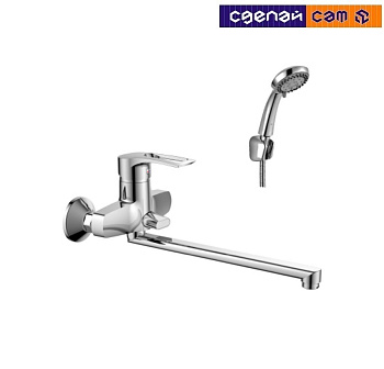 Смеситель одноручный для ванны с плоским изливом, хром  T40-32