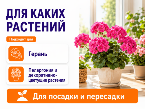 Цветочный рай почвогрунт для герани и пеларгонии, 2,5 л фото 2