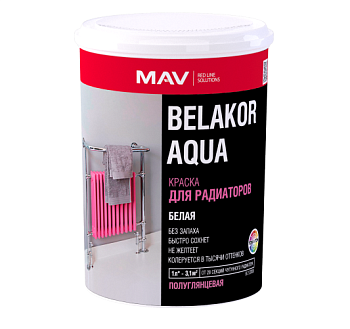 Краска BELAKOR AQUA Для радиаторов белая п/гл  1л (1,1кг)