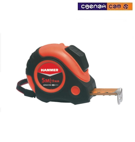 Рулетка 5мx19мм обрезиненный корпус, с автостопом Hammer