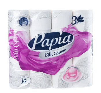 PAPIA бумага туалетная белая трехслойная 16 шт (ПП1)