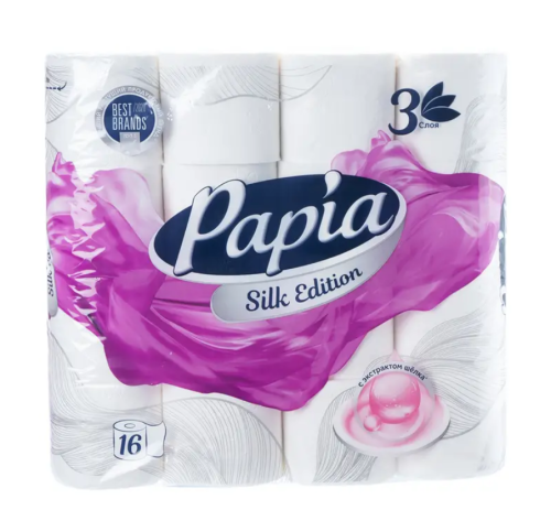 PAPIA бумага туалетная белая трехслойная 16 шт (ПП1)