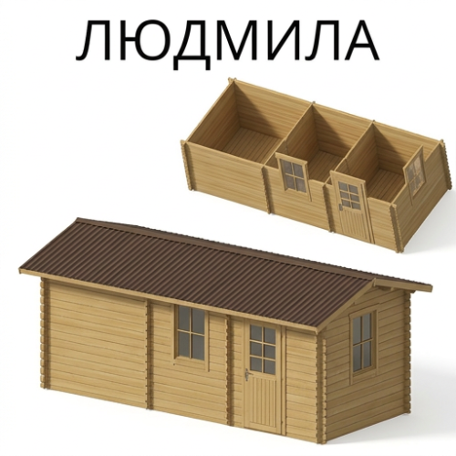 Садовый домик Людмила 6х2,5 толщина 44 мм (готовая комплектация)