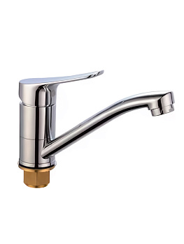 Смеситель д/умывальника Starling латунный с низким пов. изливом, картр D35 и гибкой подводкой 60 см  1422