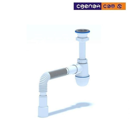 Сифон Ани 1 1/4" 32 с гибкой трубой 32х40/50 с отводом для стиралки ЮНГ