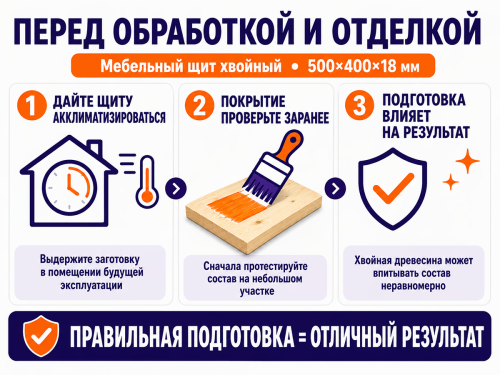 Мебельный щит из сосны/ели 500×400×18 мм, сорт 1/2