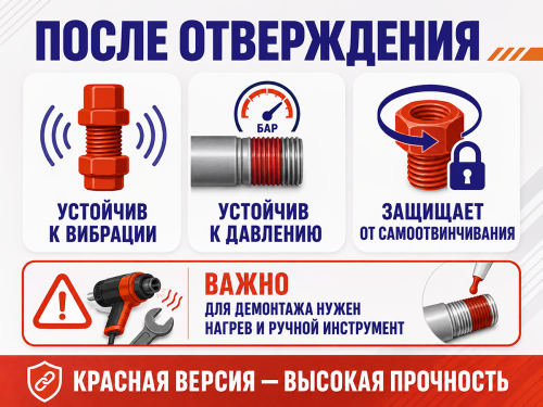 Анаэробный клей-герметик VALFEX VF.42.50, красный, 50 мл фото 2