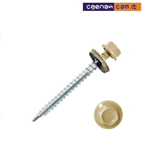 Саморез кровельный 4,8х29 RAL 1014 (слоновая кость), в пласт. контейнере (упак/50шт)