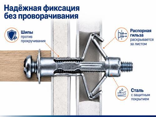 STARFIX дюбель металлический для пустотелых конструкций 6×80 мм, SMP-63920-1 фото 4