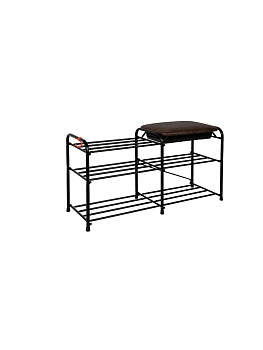 Подставка для обуви "Альфа 33" с сиденьем и ящиком (Черный)